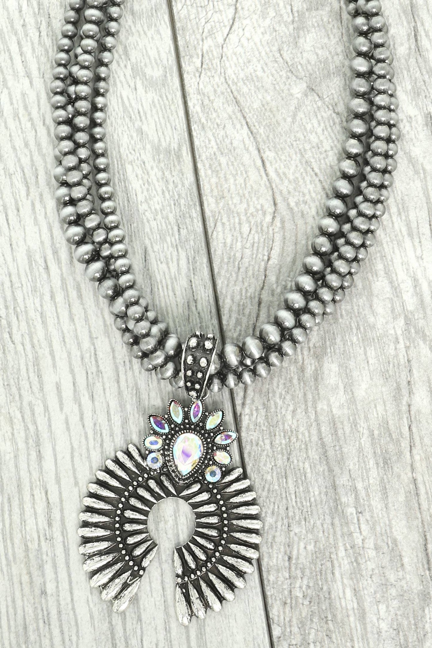 Western Multi-Layer Crystal Embellished Pendant Necklace