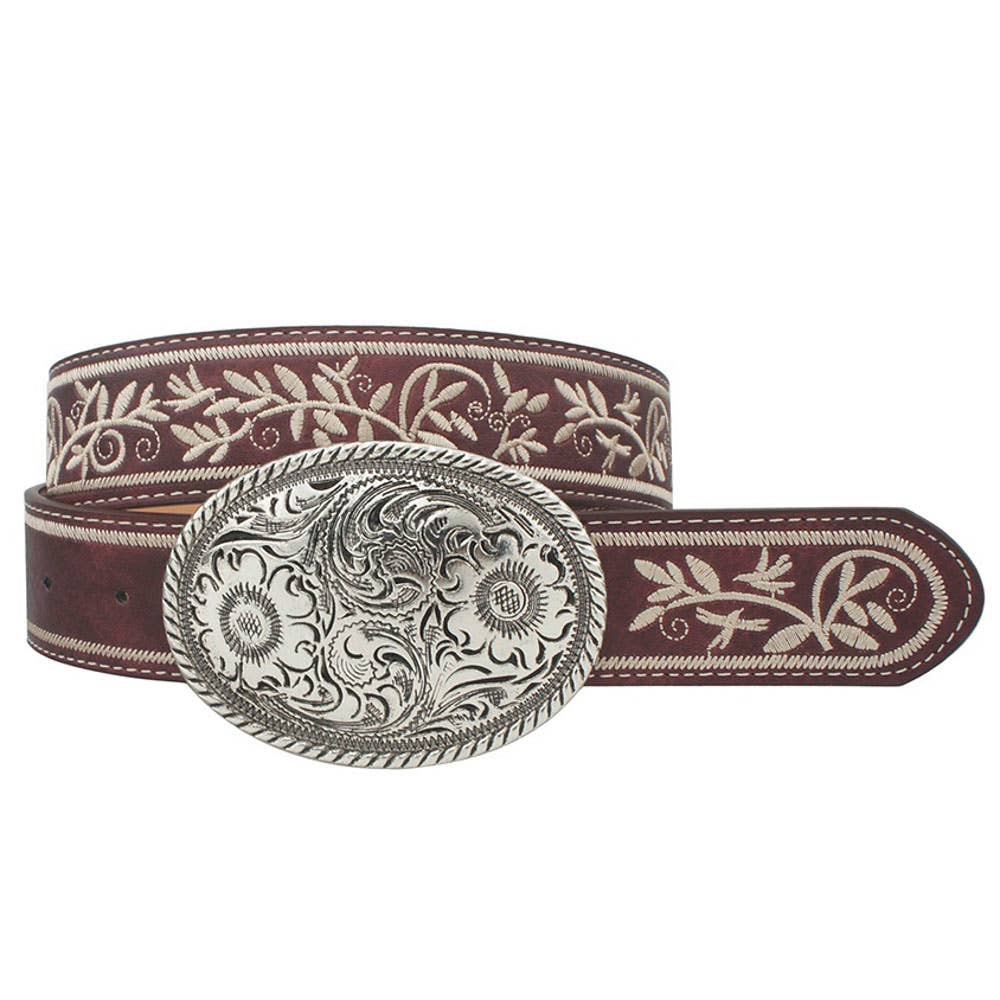 EMBROIDERED STRAP OVAL BUCKLE BELT, IW 36004ASL
