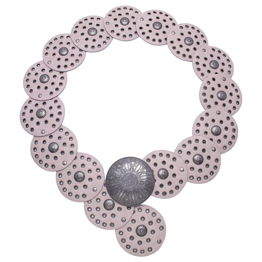 Y2K METAL WESTERN CONCHO EMBOSSED CIRCLE BELT, LVBT 100