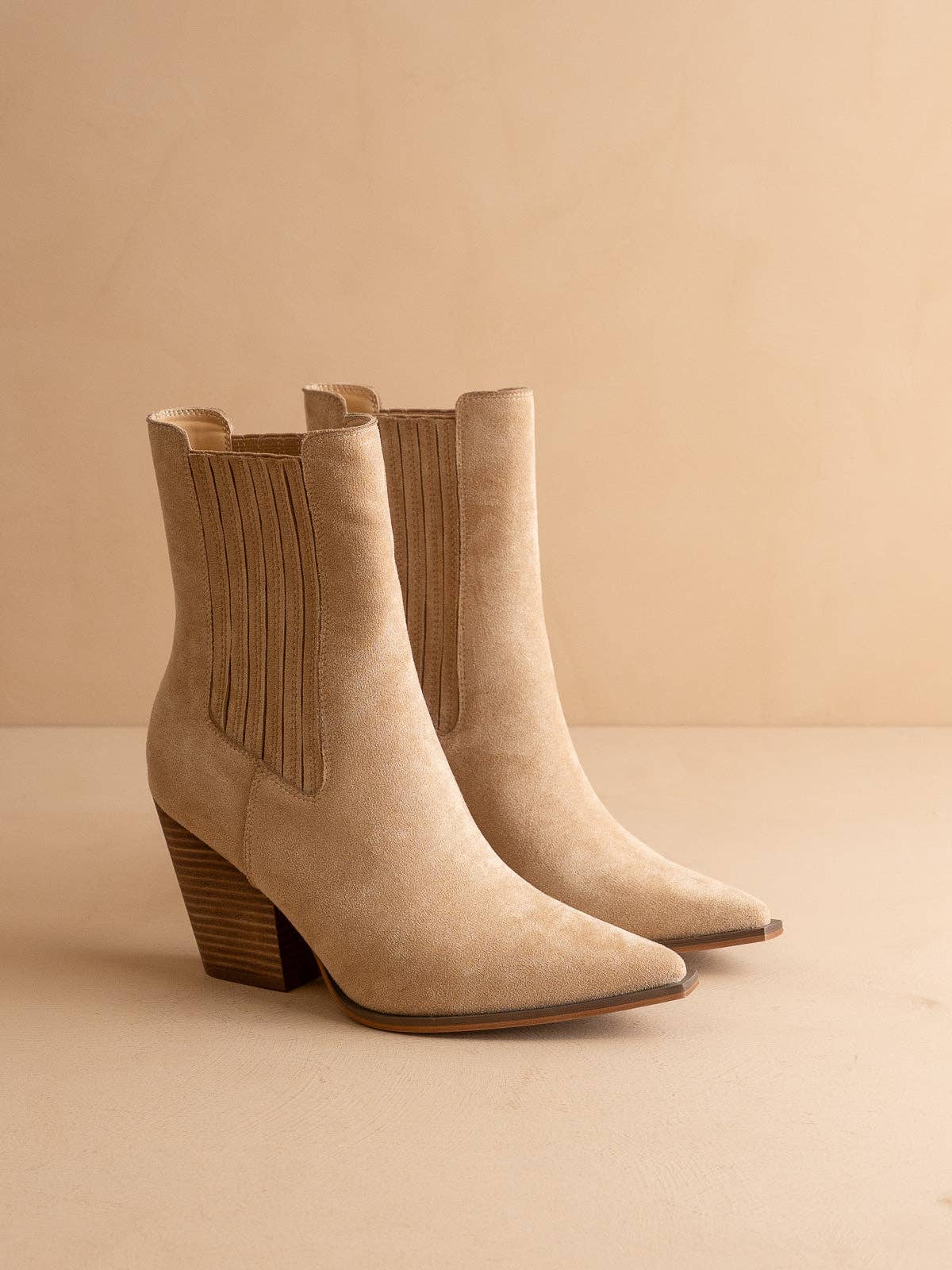 The Lydia | Almond Suede Pointed Toe Western Bootie