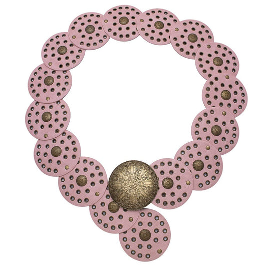 Y2K METAL WESTERN CONCHO EMBOSSED CIRCLE BELT, LVBT 100