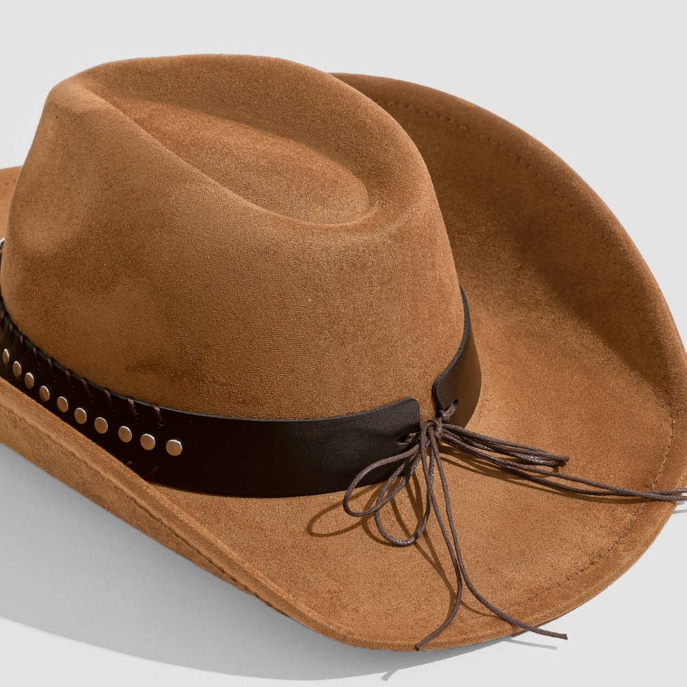 Studded Western Bull Head Strap Cowboy Hat