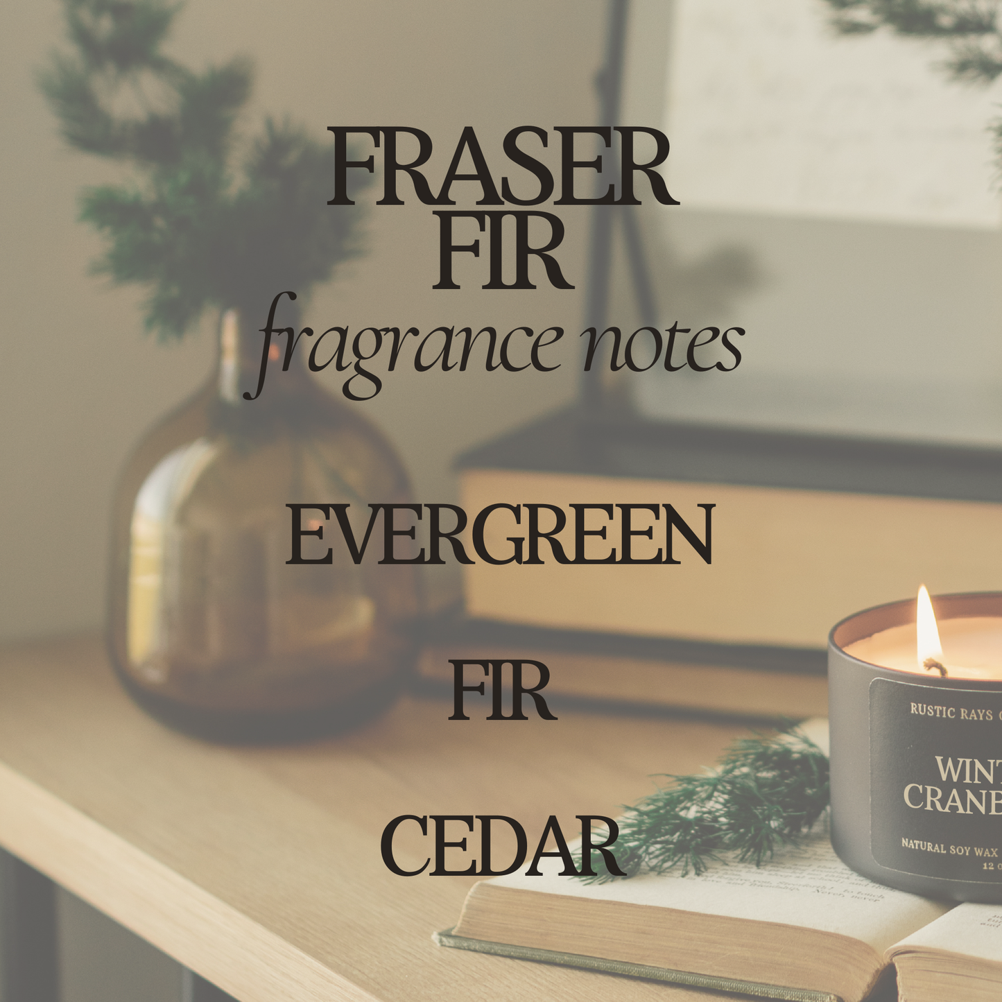 Fraser Fir 12 oz Soy Candle - Winter Home Decor & Gifts