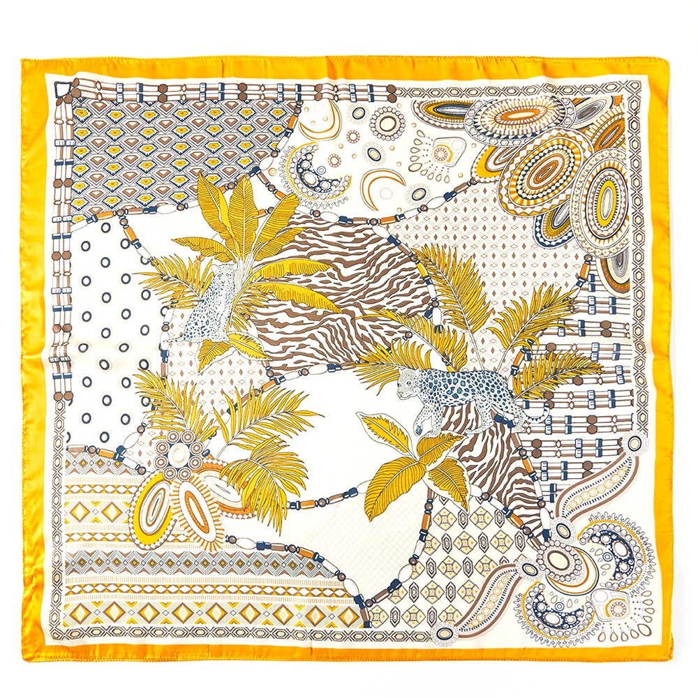 Geometric Leaf Pattern Square Bandana Scarf