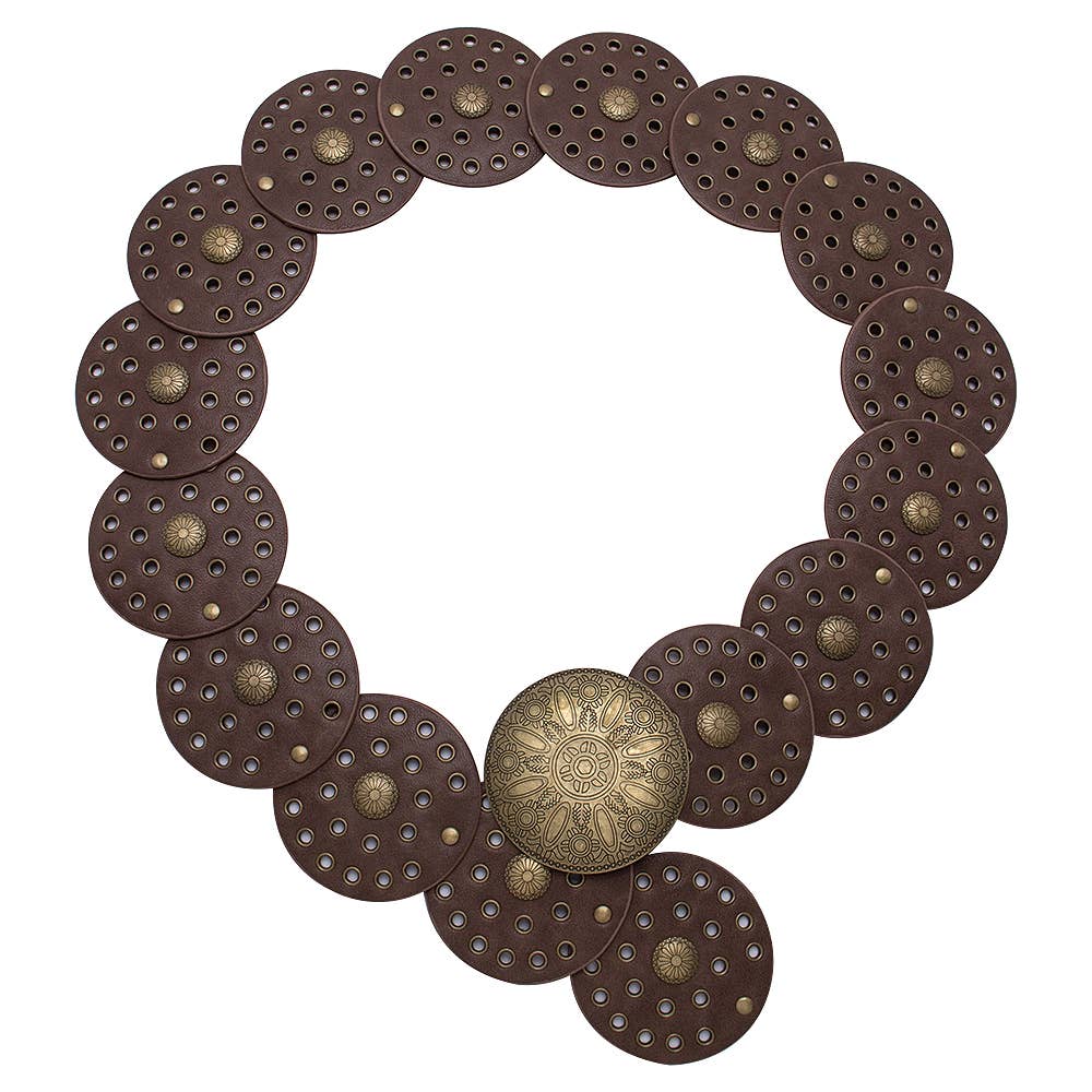 Y2K METAL WESTERN CONCHO EMBOSSED CIRCLE BELT, LVBT 100