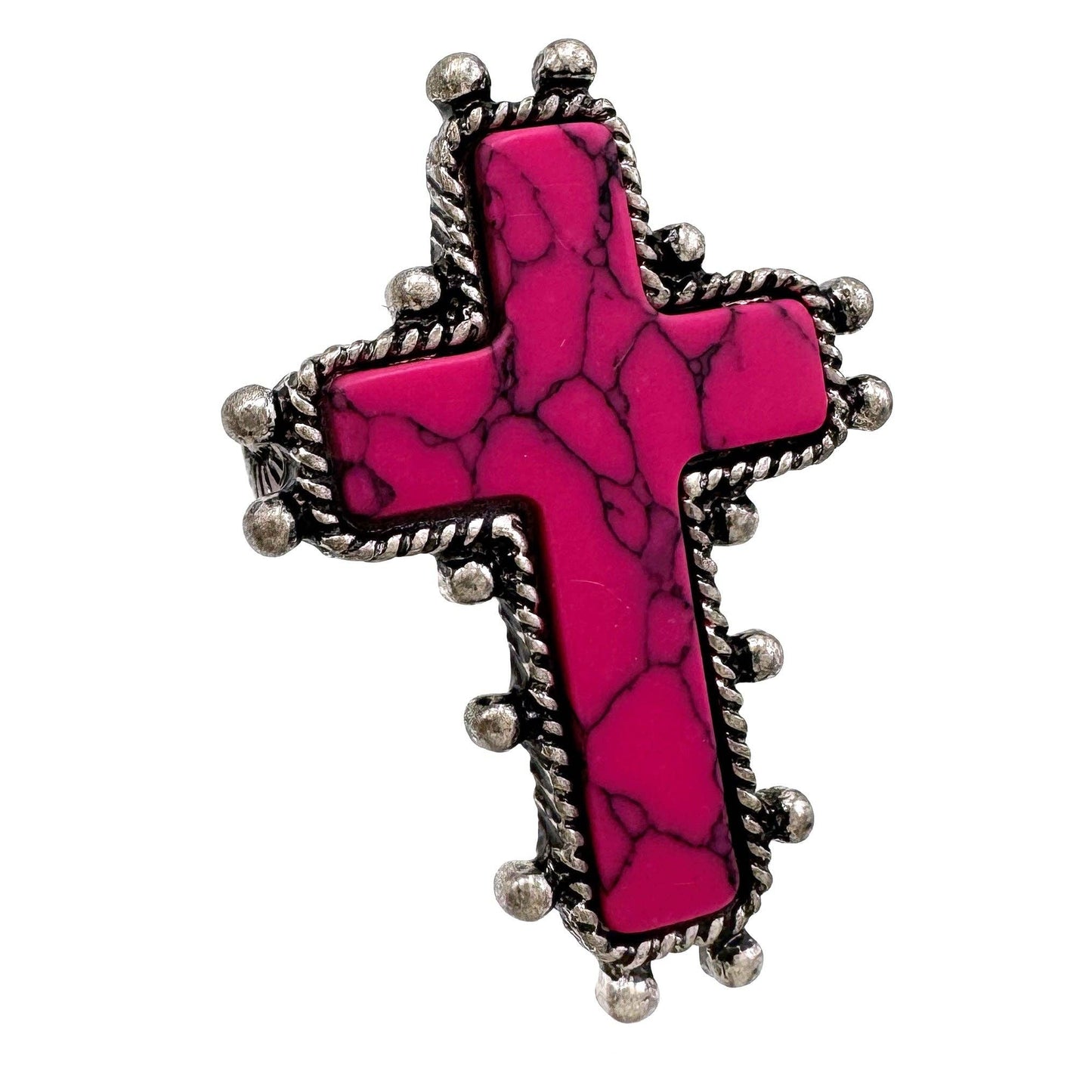 Cross Turquoise Stone Western Band Stretch Ring