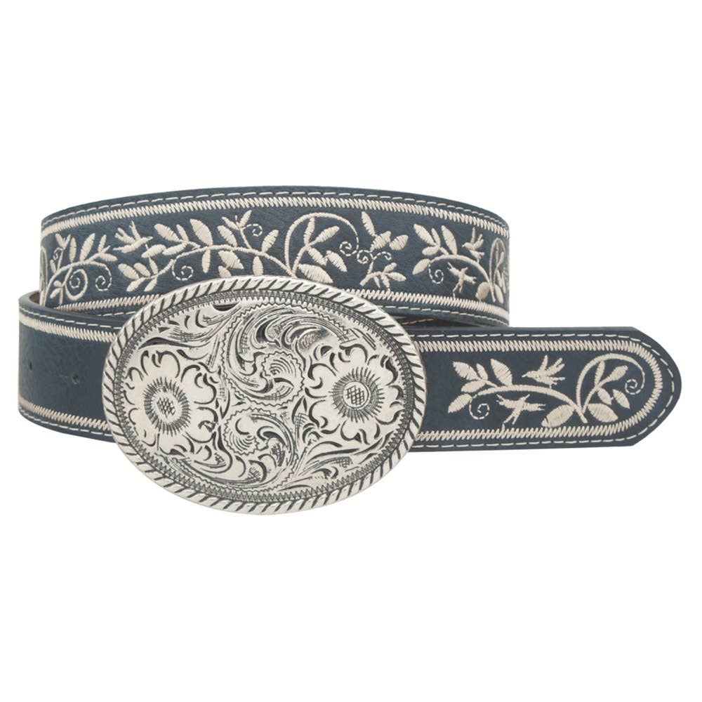 EMBROIDERED STRAP OVAL BUCKLE BELT, IW 36004ASL