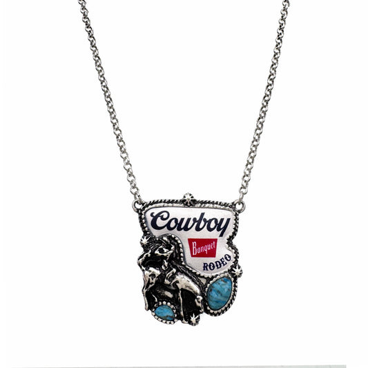 Cowboy Rodeo Beer Turquoise Western Necklace