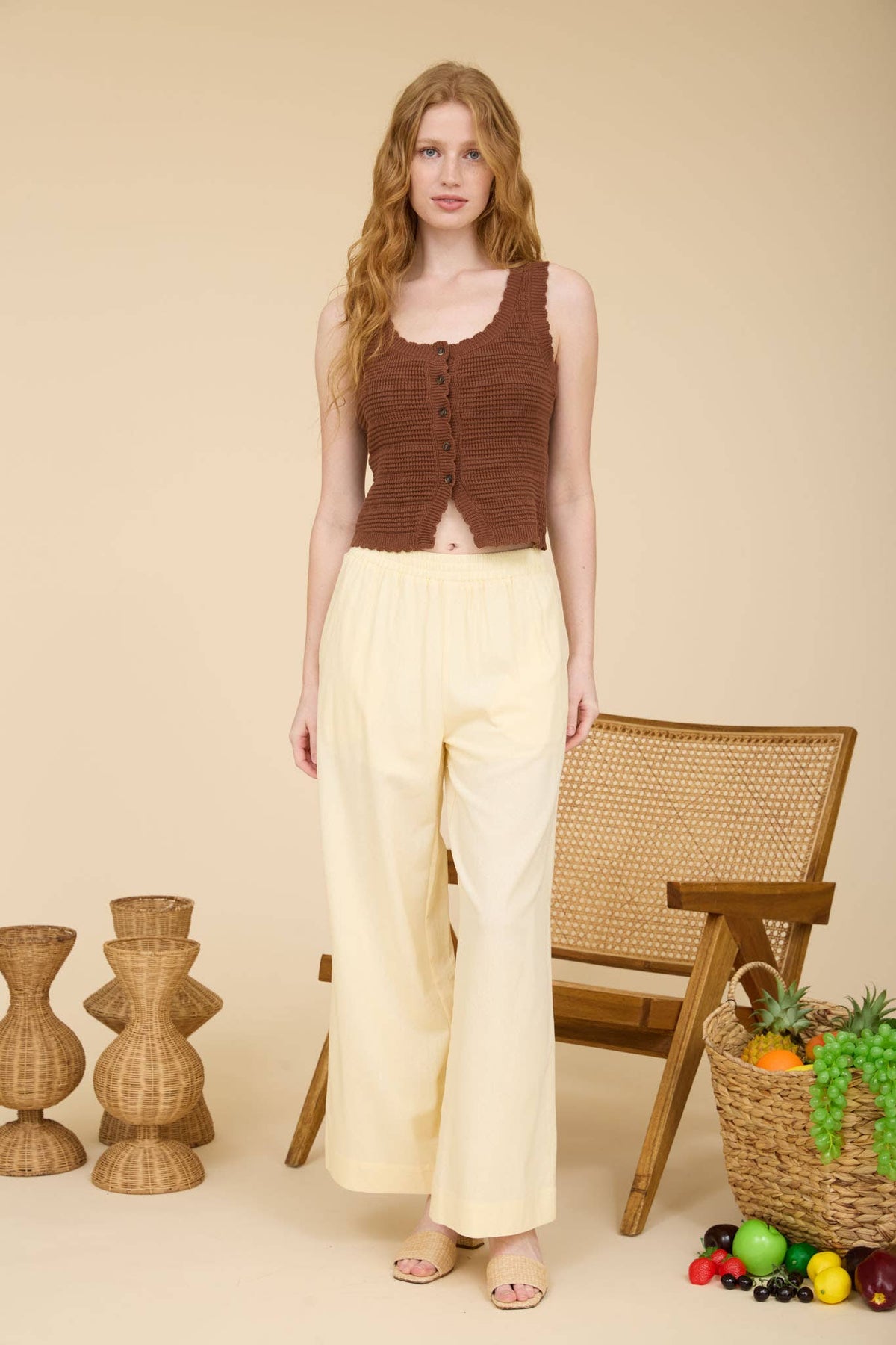 CROCHET KNIT BUTTON DOWN SCALLOPED KNIT VEST