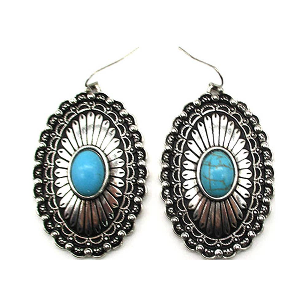 WESTERN OVAL TQ CONCHO EARRING, SE 3105