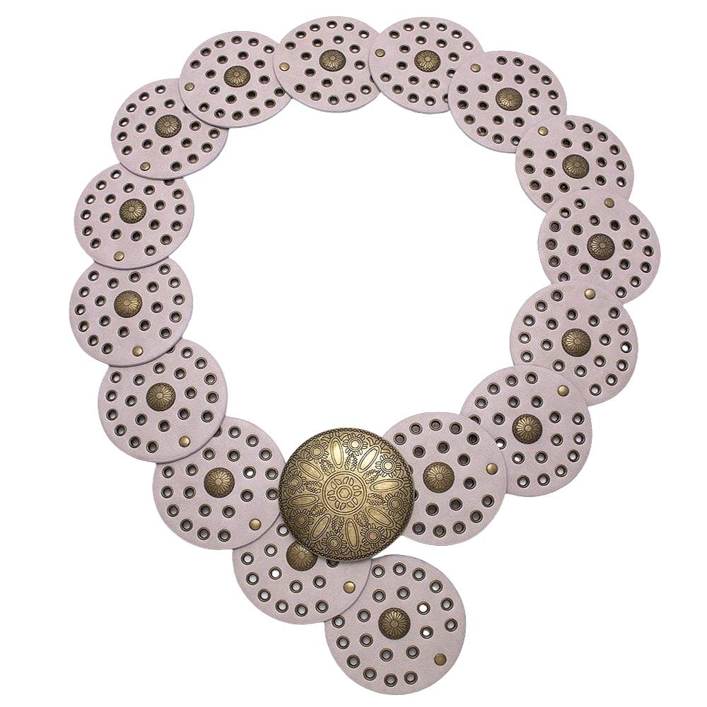 Y2K METAL WESTERN CONCHO EMBOSSED CIRCLE BELT, LVBT 100