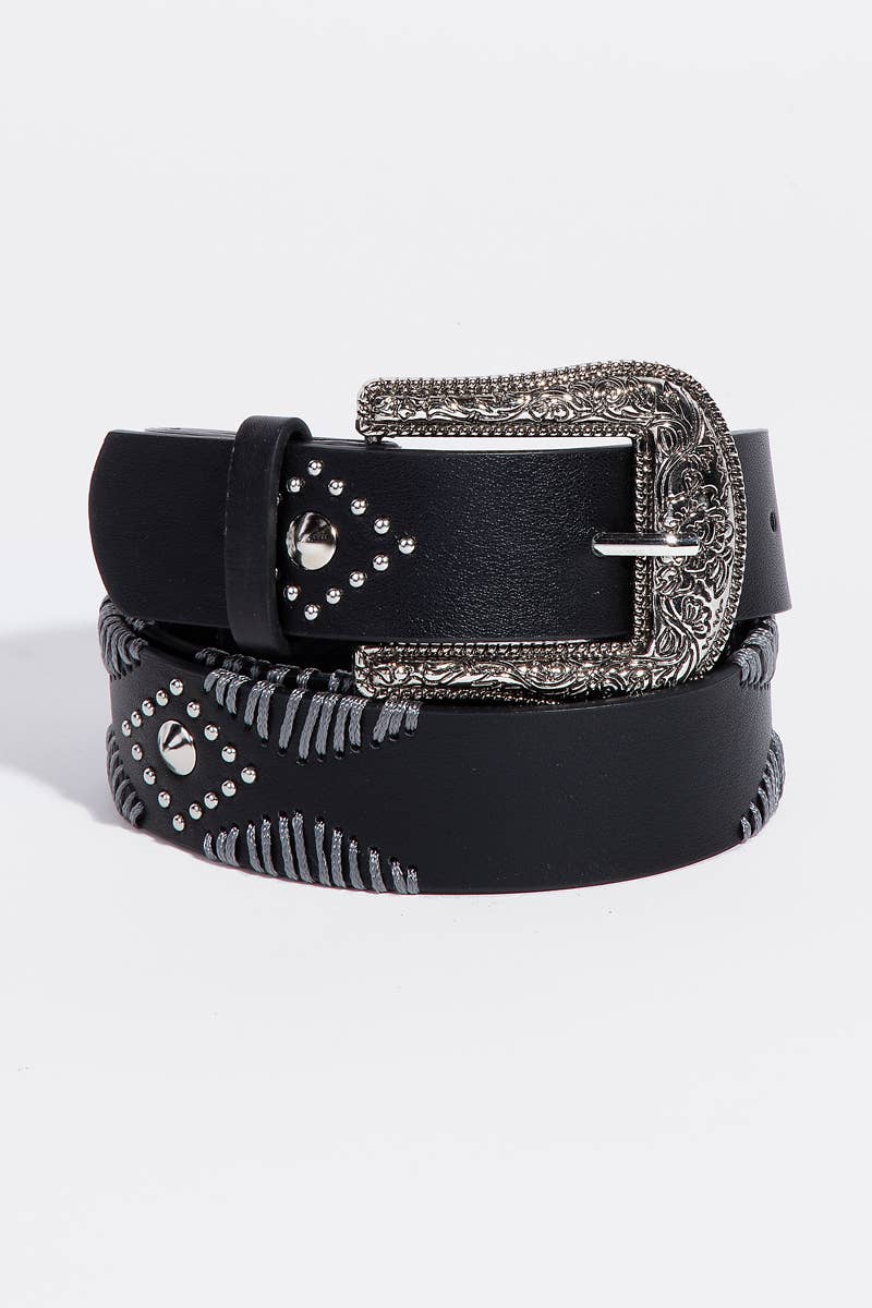 Western Floral Etched Buckle Belt