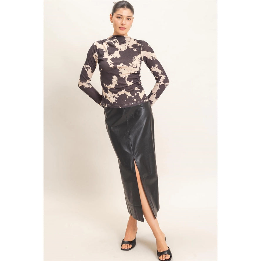 Asymmetrical Cow Print Top