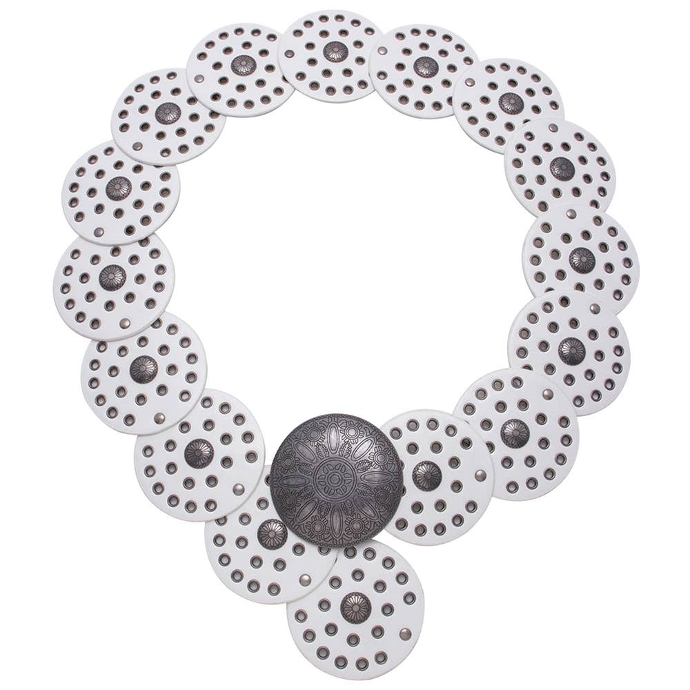 Y2K METAL WESTERN CONCHO EMBOSSED CIRCLE BELT, LVBT 100