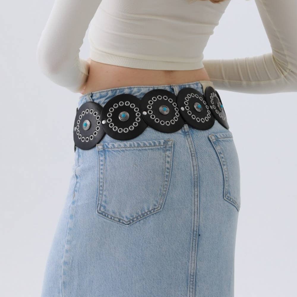 WESTERN CIRCLE BELT TURQUOISE EMBELLISHED, YB 8103