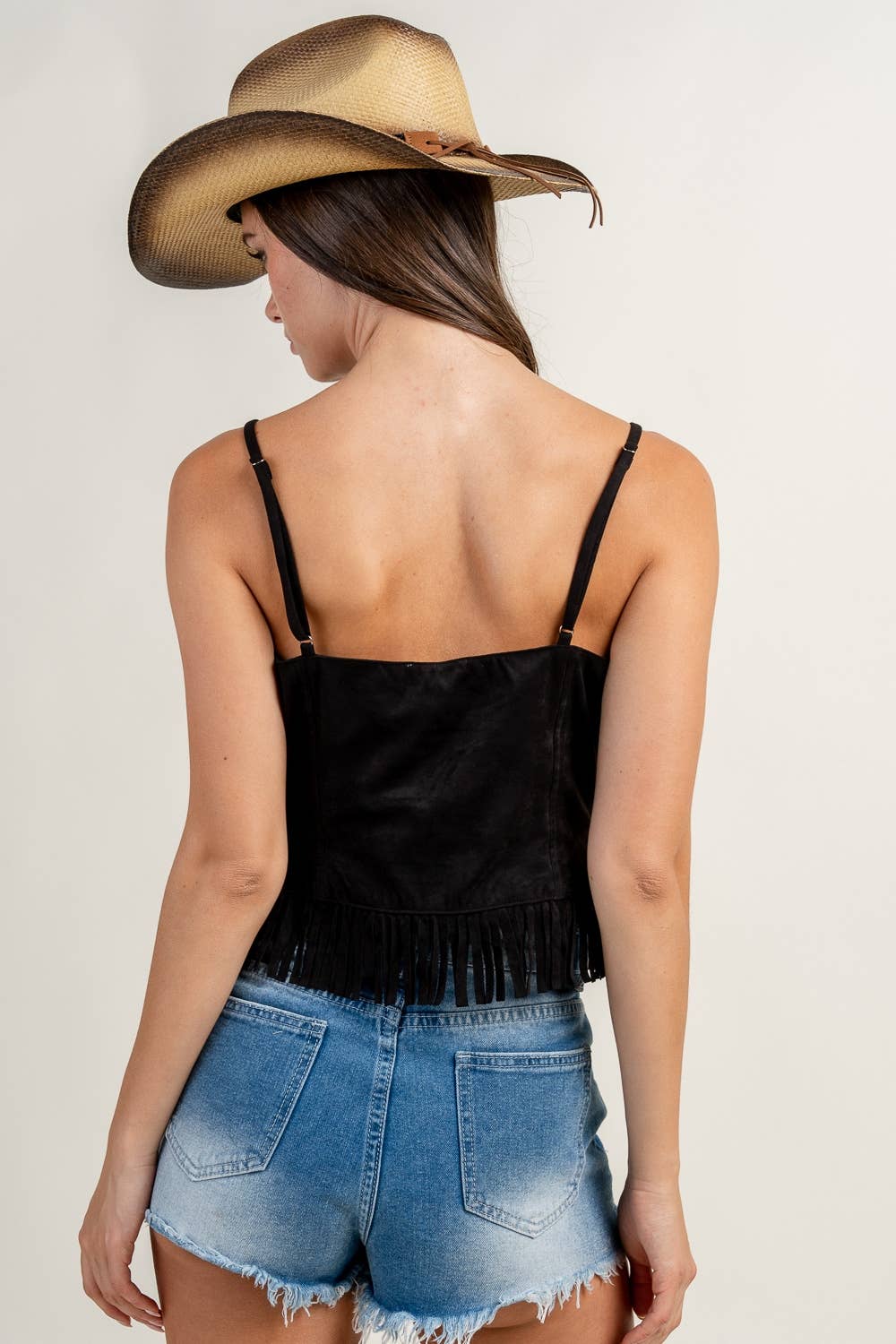 SUEDE SLEEVELESS TOP WITH FRONT TIES
