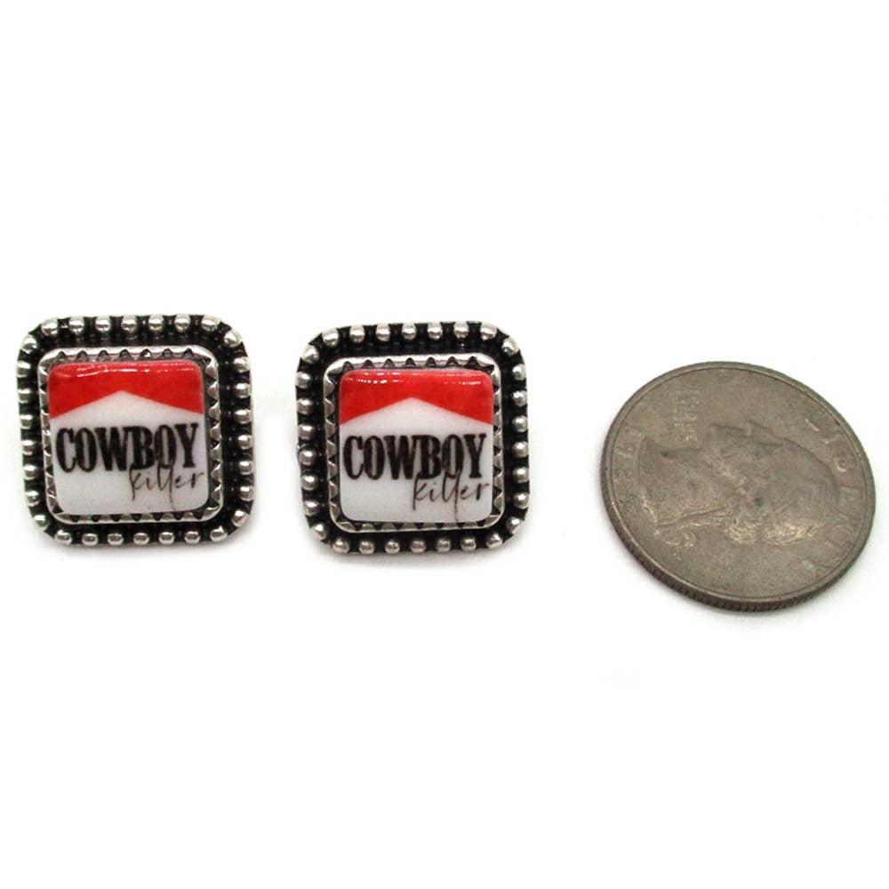 WESTERN COWBOY SQUARE POST EARRING, SE 2991