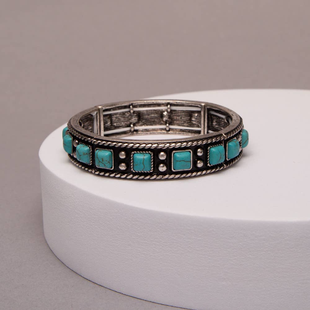 Western Ball Semi Stone Stretch Bracelet