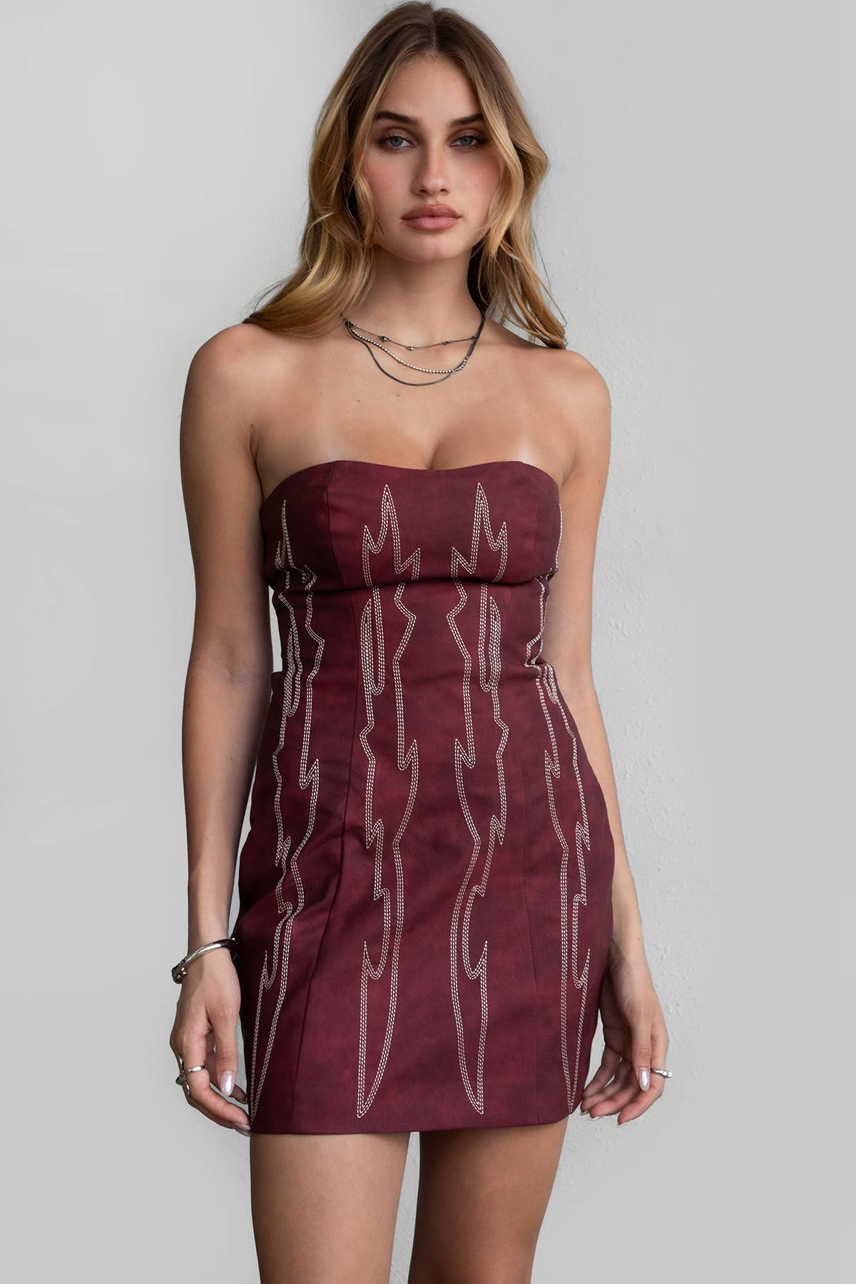 ARIZONA  Embroidered Western Strapless Bodycon Mini Dress