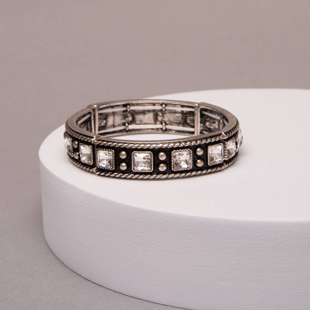 Western Ball Semi Stone Stretch Bracelet