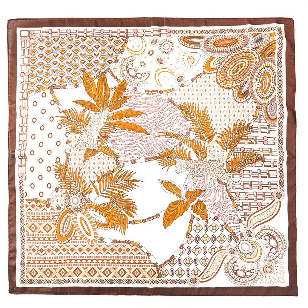 Geometric Leaf Pattern Square Bandana Scarf