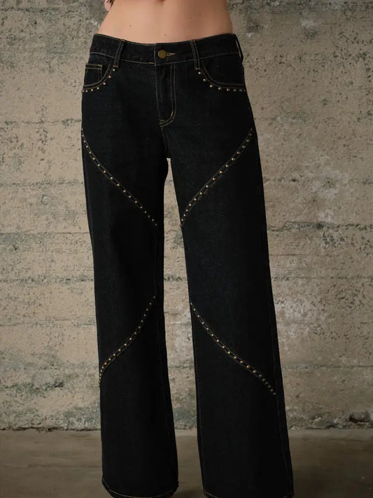 Western Studded Wide Leg Jeans