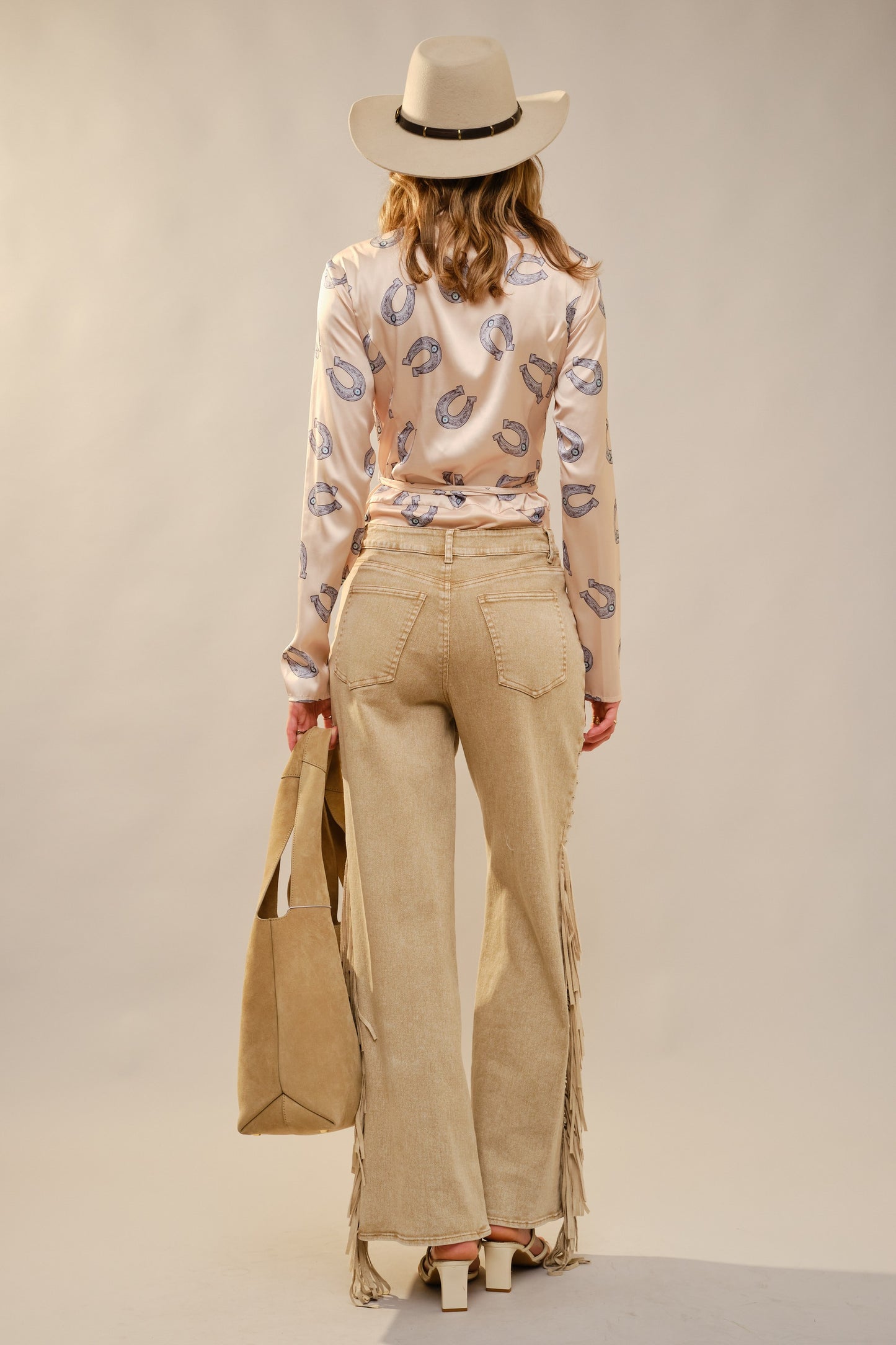 Western Motif Printed Button Down Bodysuit