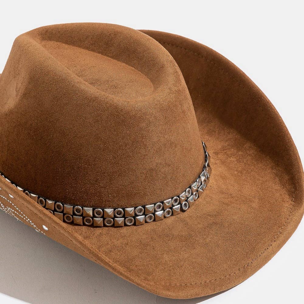 Studded Strap Rhinestone Decor Western Cowboy Hat