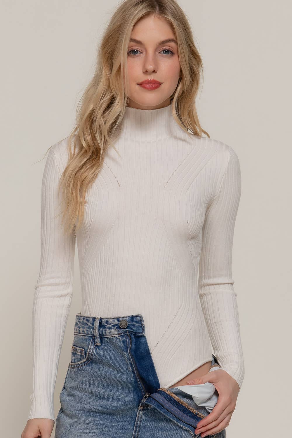 Long Sleeve Turtle Neck Sweater Bodysuit