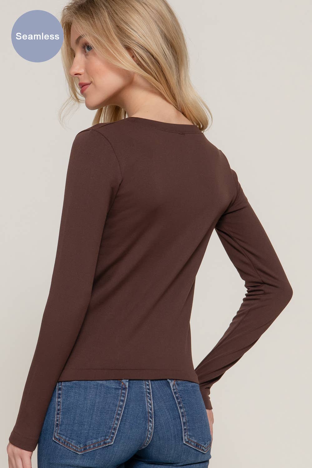 Long Sleeve Crew Neck Inner Fur Seamless Top