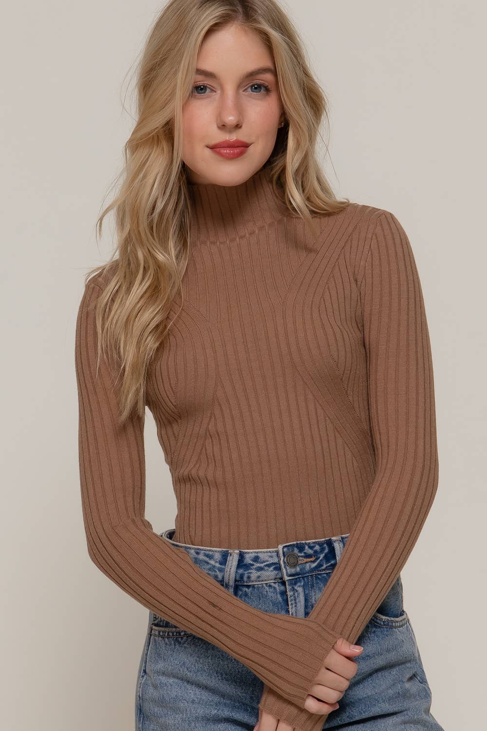 Long Sleeve Turtle Neck Sweater Bodysuit