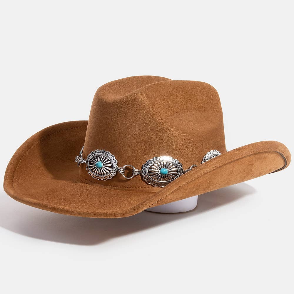 Turquoise Stud Concho Belt Western Cowboy Hat
