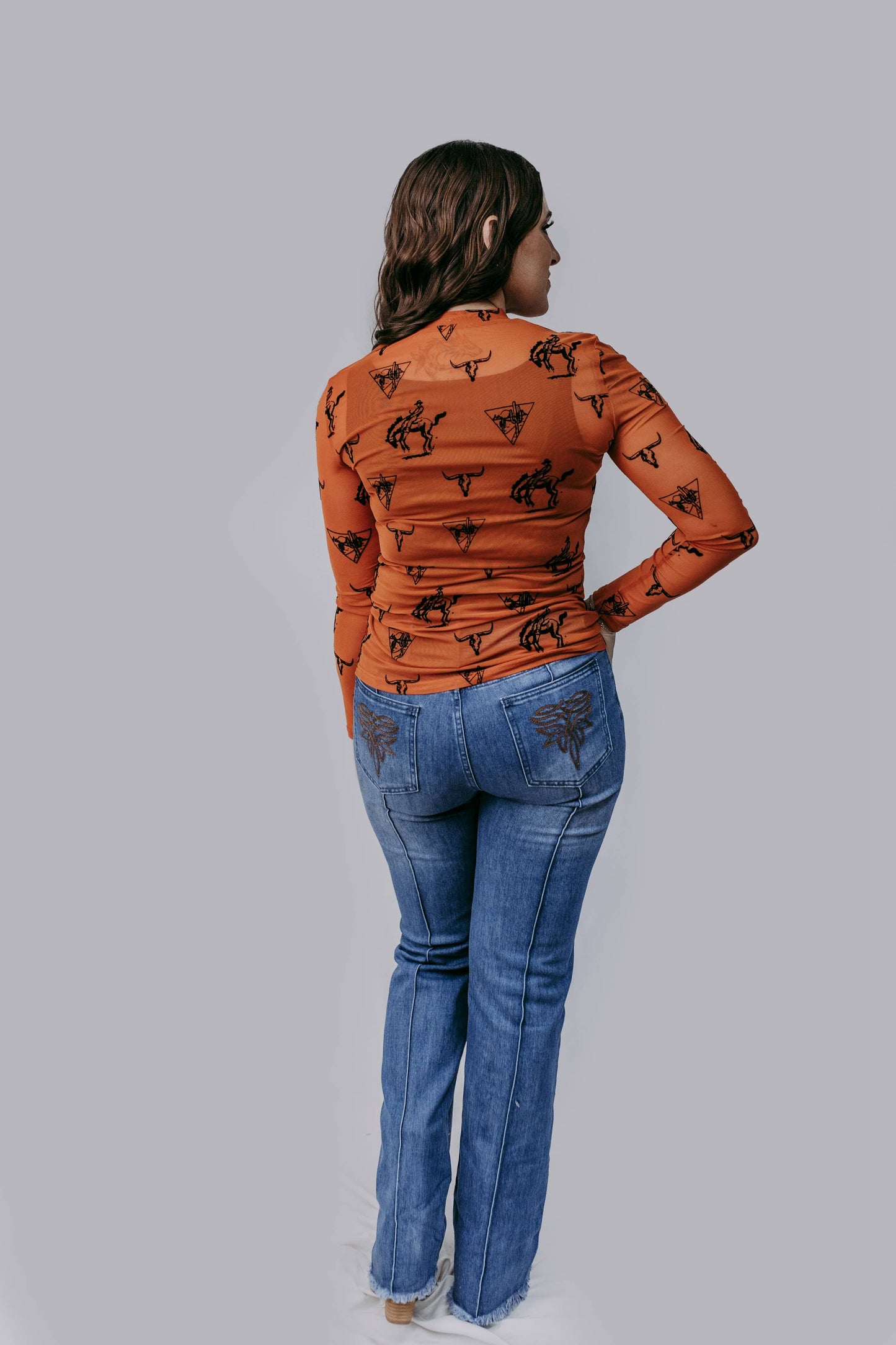 MK726 Southern Soul Velvet Mesh Top