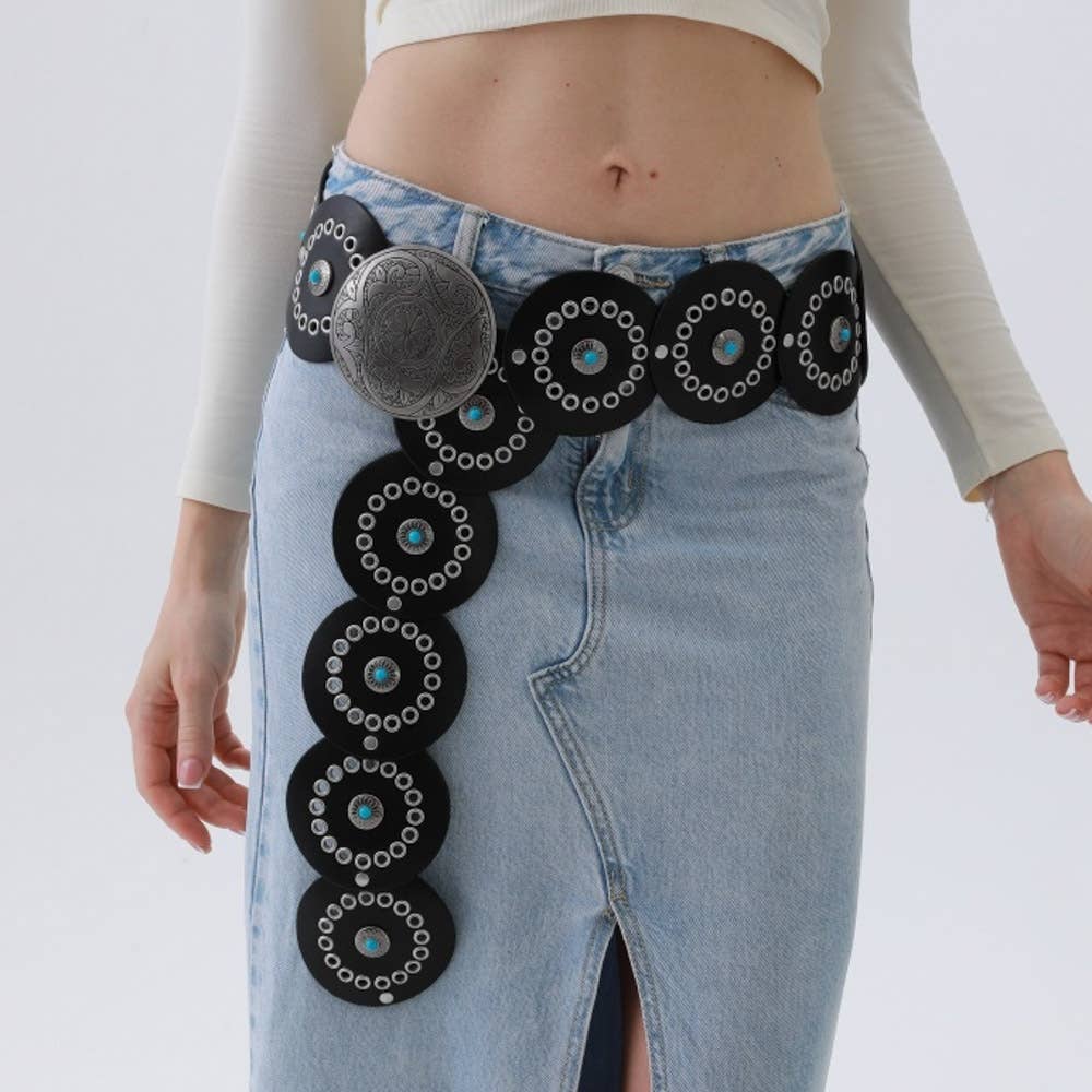 WESTERN CIRCLE BELT TURQUOISE EMBELLISHED, YB 8103