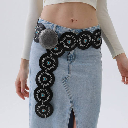 WESTERN CIRCLE BELT TURQUOISE EMBELLISHED, YB 8103