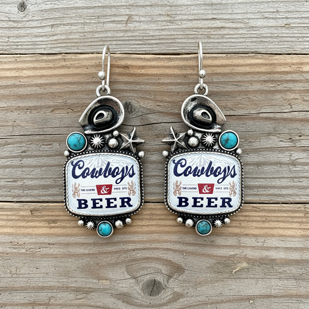 Cowboys Beer Dangle Earrings
