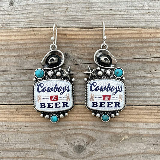 Cowboys Beer Dangle Earrings