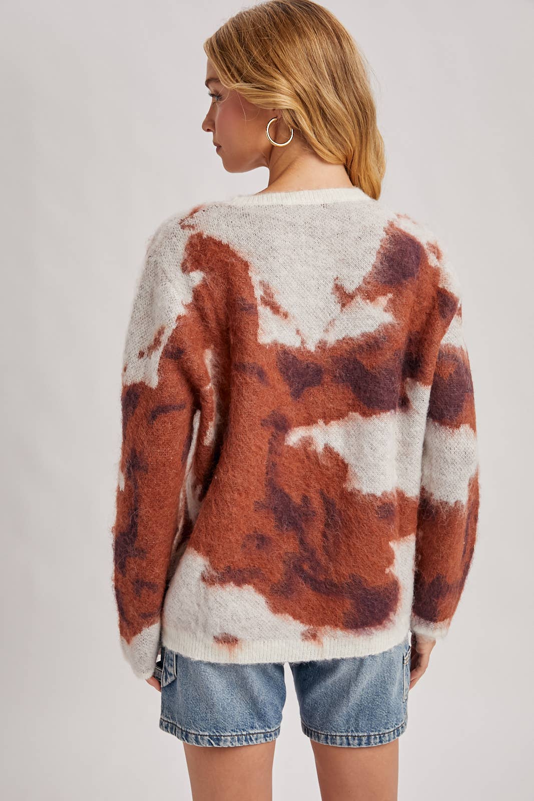 TIE-DYE FUZZY KNIT SWEATER PULLOVER