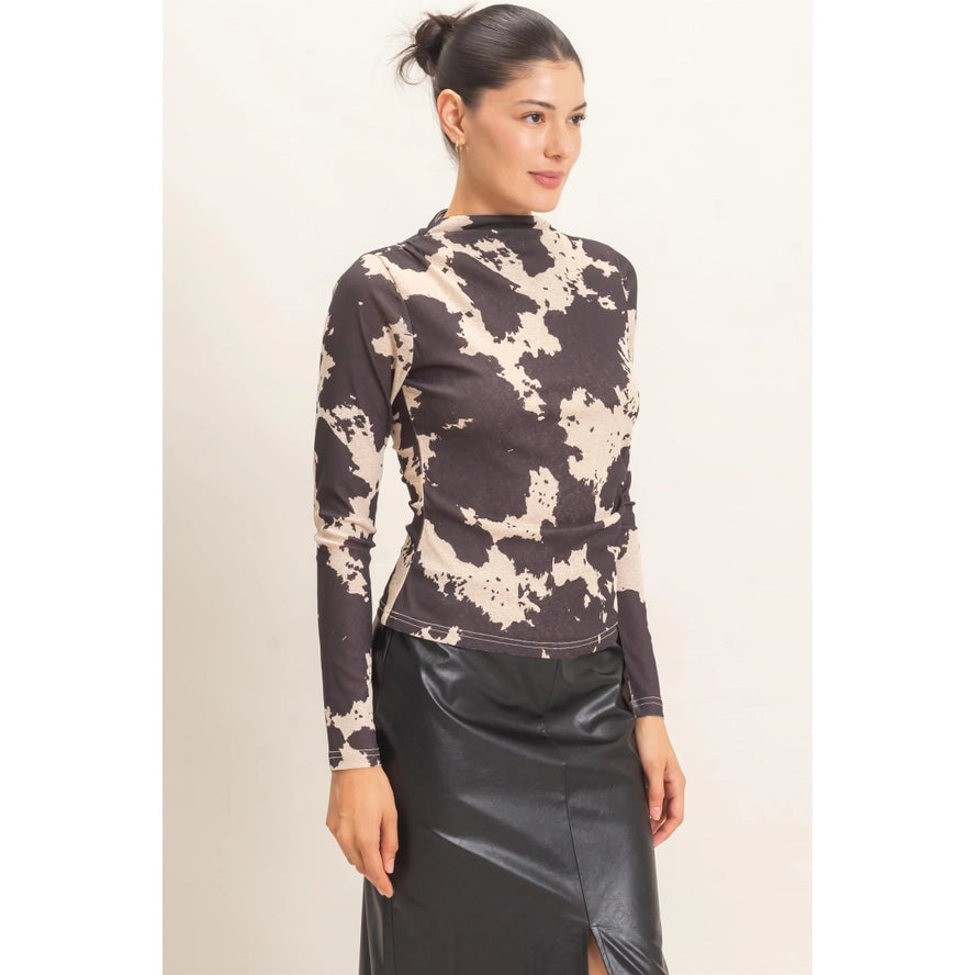 Asymmetrical Cow Print Top