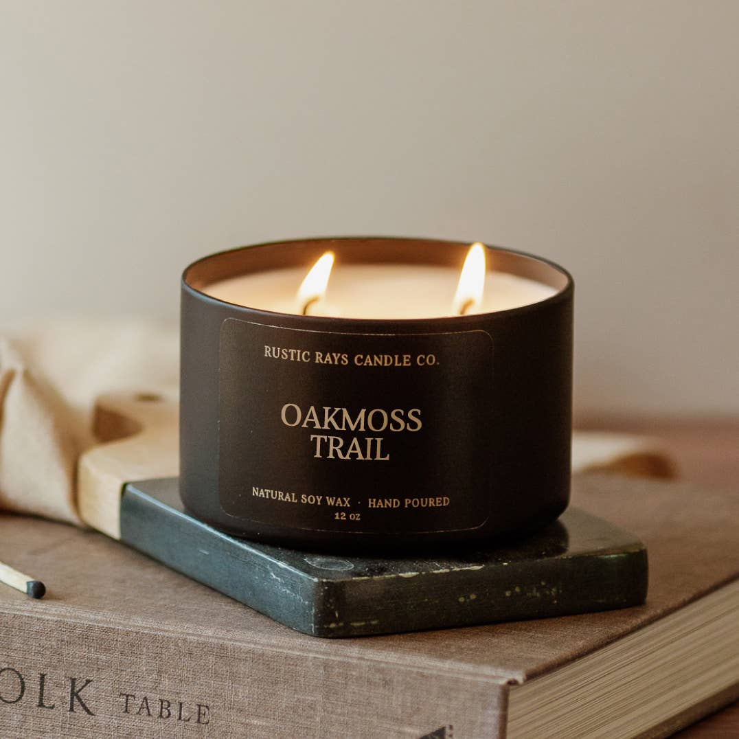 Oakmoss Trail 12 oz Soy Candle - Earthy Home Decor & Gifts