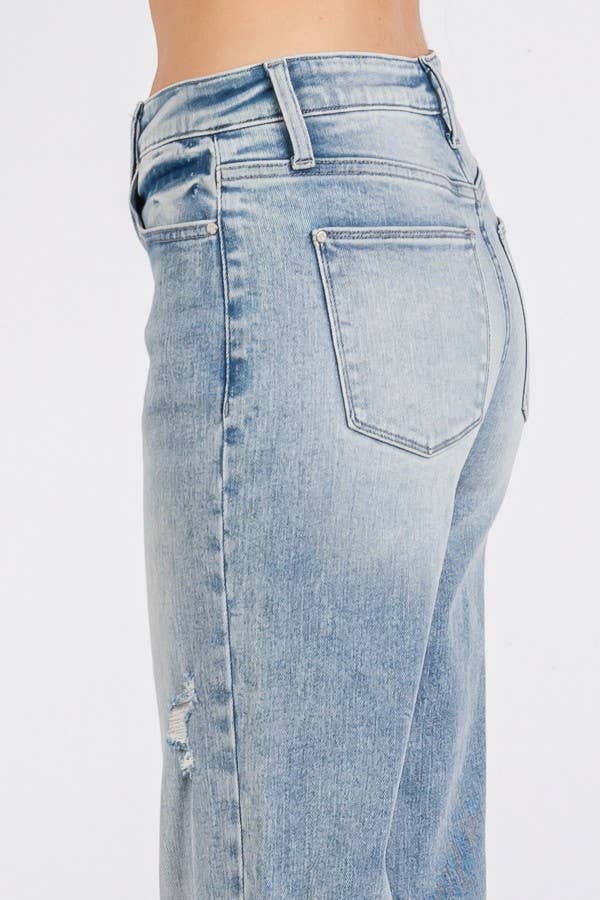 P1370F-LA HIGH RISE SUPER STRETCH WIDE FLARE W/ CUFFED HEM