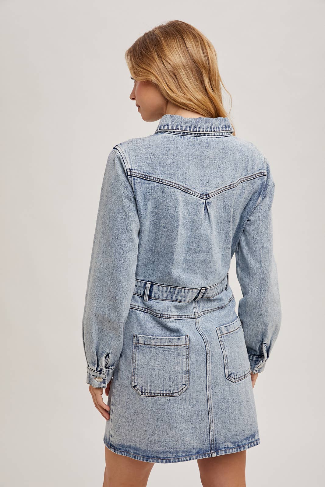 DENIM BUTTON DOWN SHIRT MINI DRESS