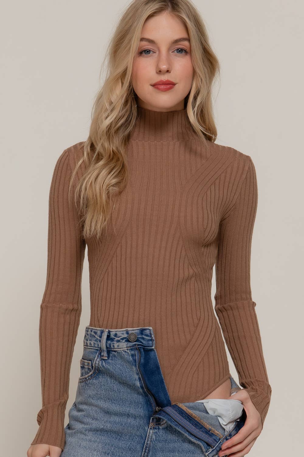 Long Sleeve Turtle Neck Sweater Bodysuit