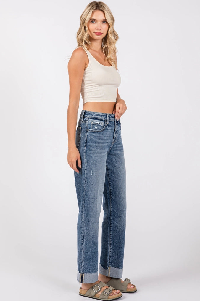 Petra 153 High Rise Comfort Baggy Straight w/ Cuffed Hem