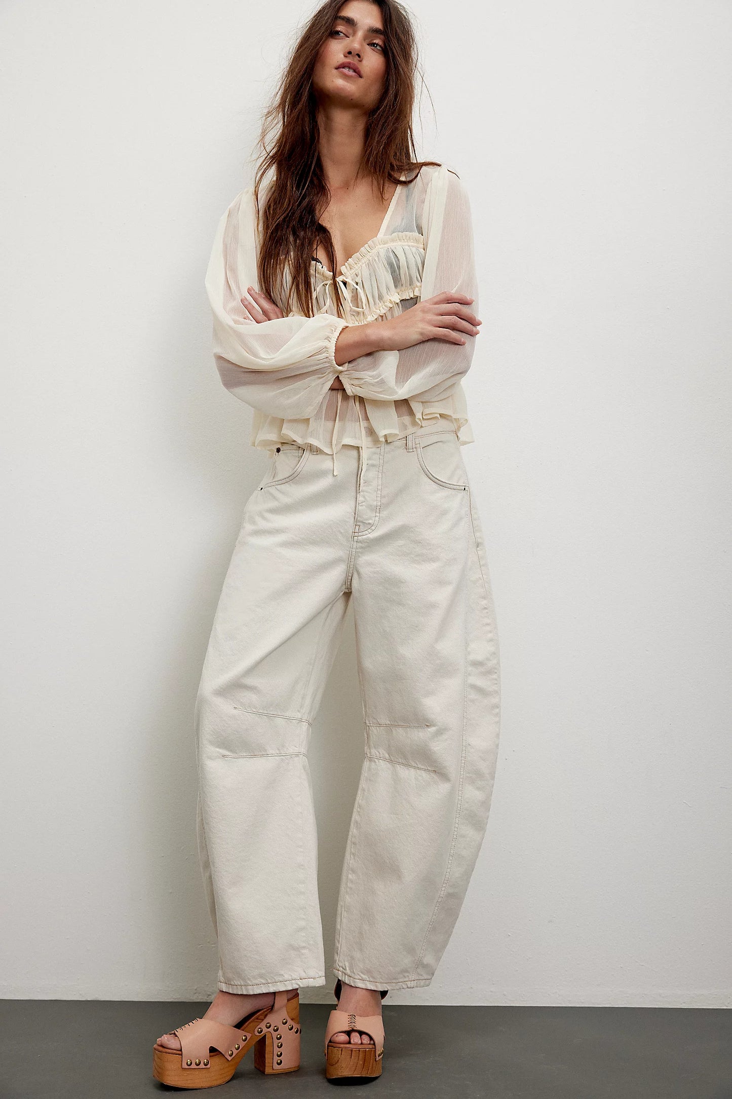 We The Free Good Luck Mid-Rise Barrel Jeans/Milk