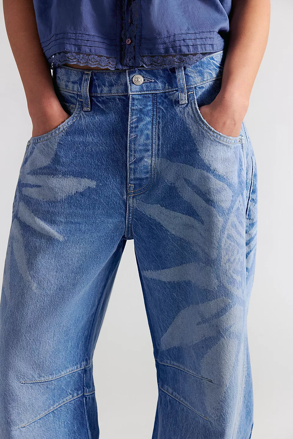 We The Free Good Luck Printed Barrel Jeans