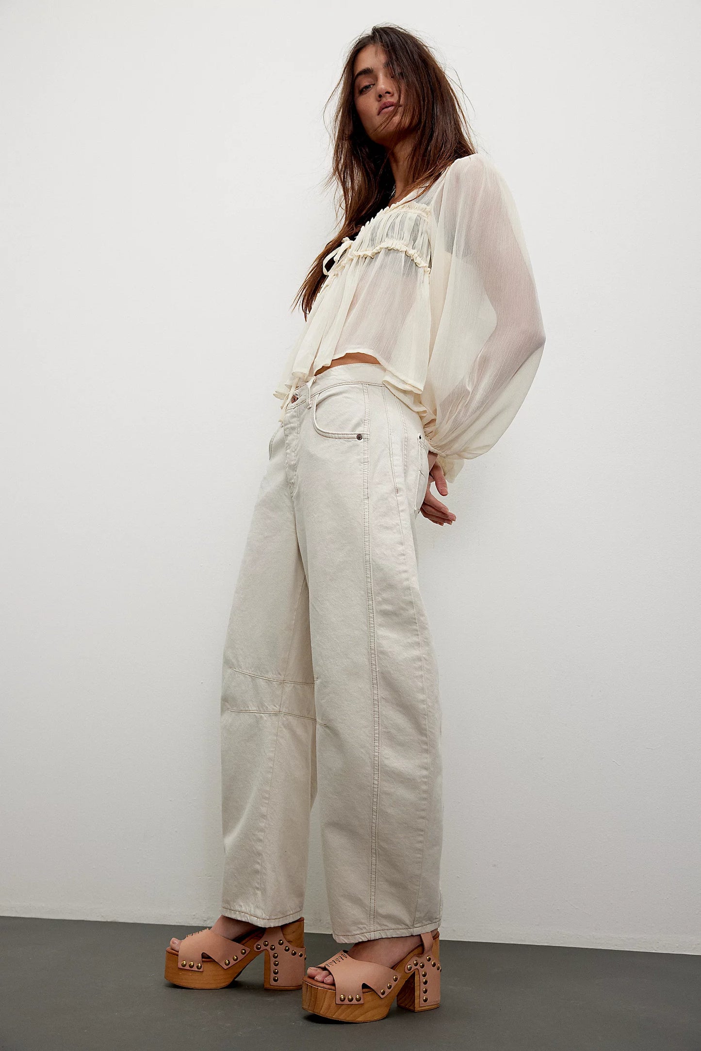 We The Free Good Luck Mid-Rise Barrel Jeans/Milk