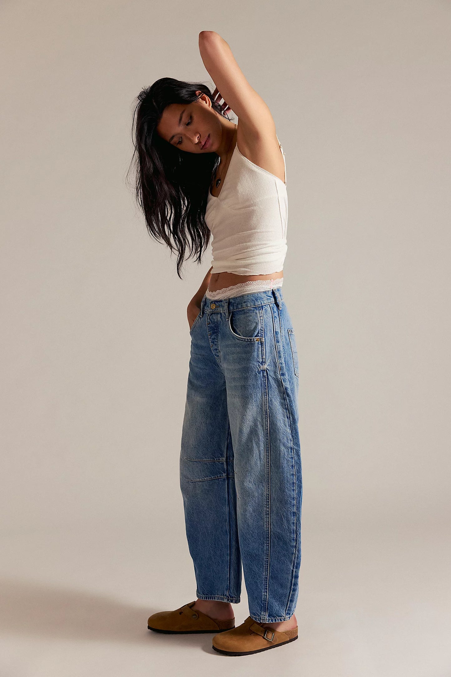 We The Free Good Luck Mid-Rise Barrel Jeans/Ultra Light Beam