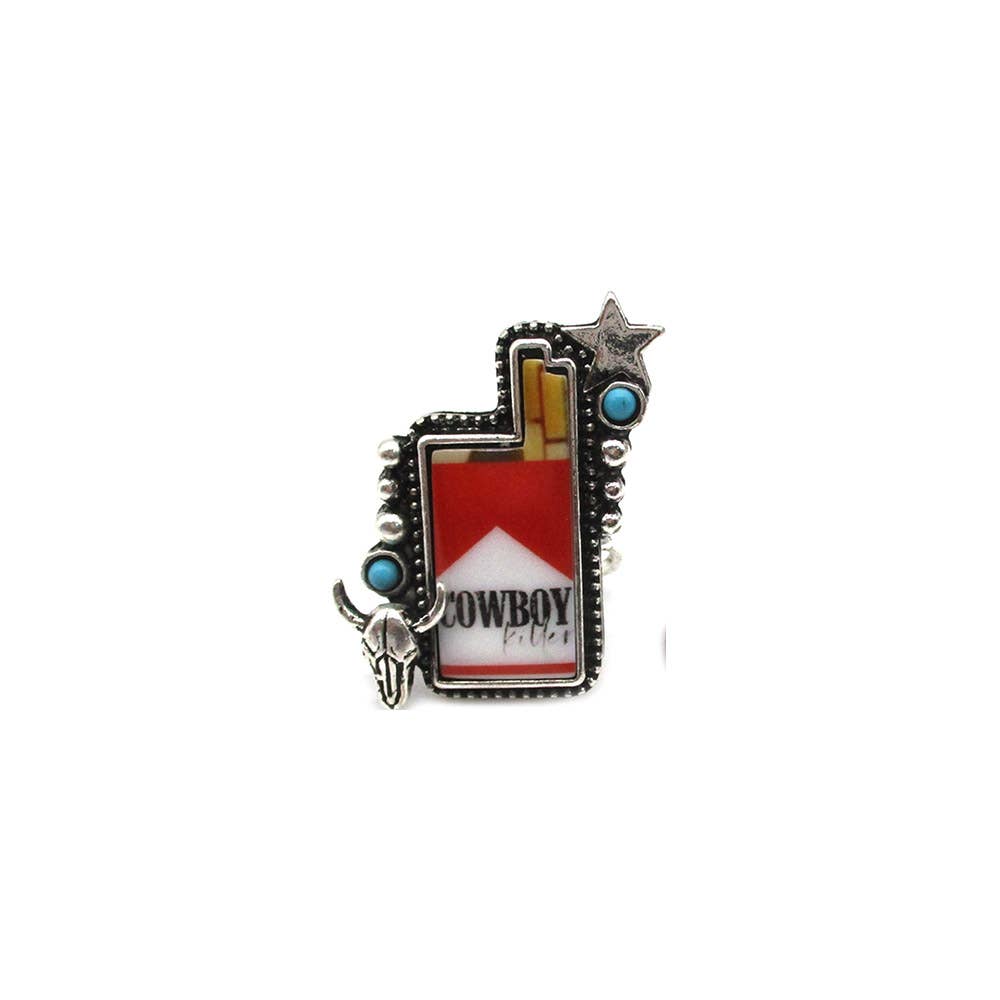 WESTERN COWBOY KILLER PORTRAIT CUFF  RING, SR 0698