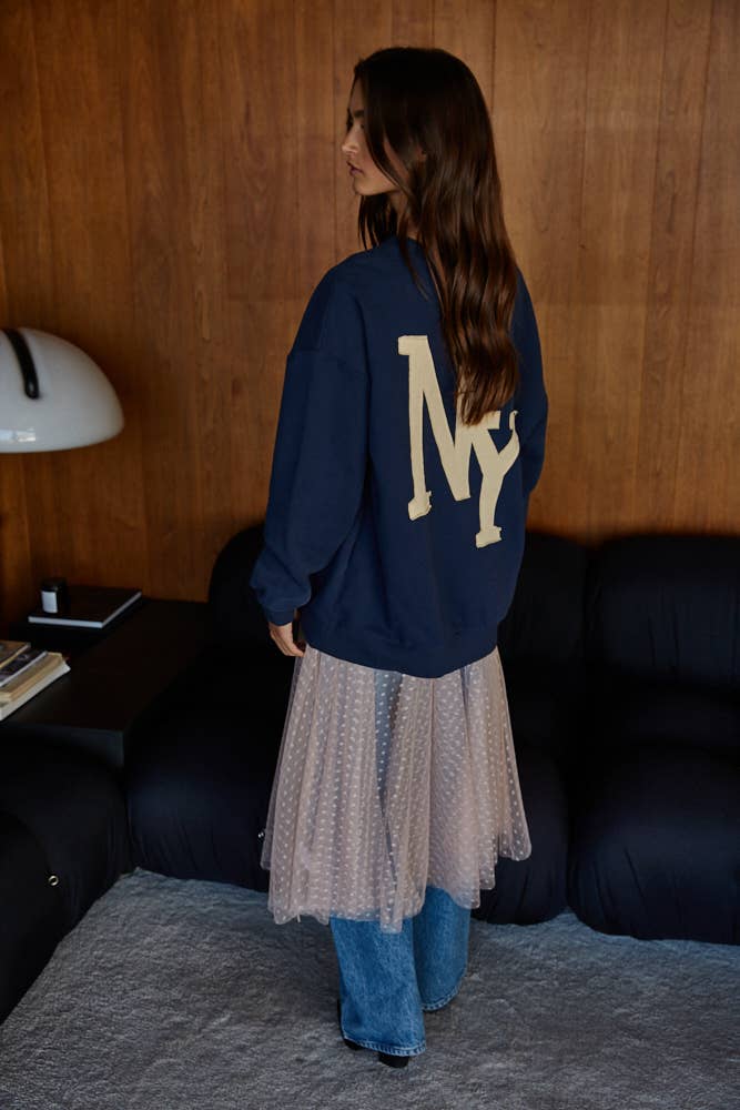 L8948 | Knit Cotton Pullover Top With Patch Work